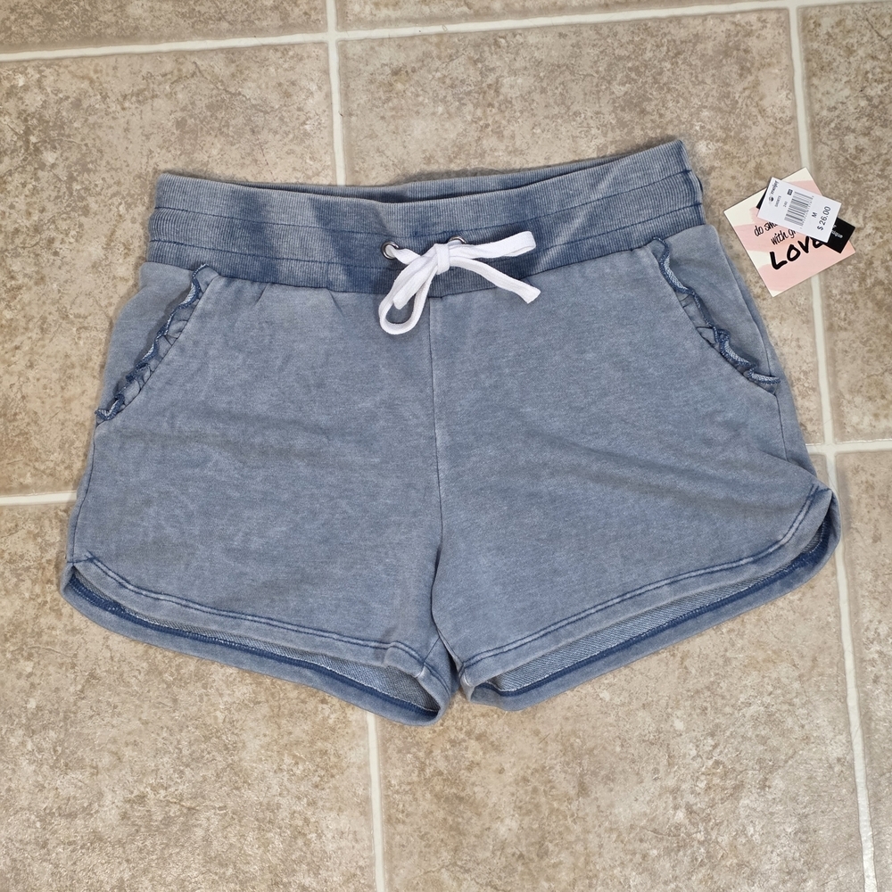 NWT Blue Ruffle Lounge Set Sweatshirt & Shorts Medium - Picture 9 of 12